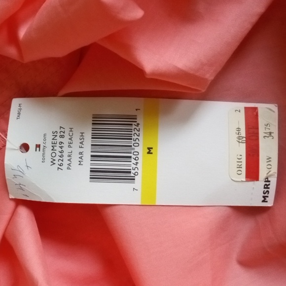 Tommy Hilfiger Medium cotton pleated top, short sleeves with crochet detail, NWT - Picture 8 of 9